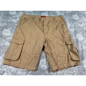Mens Guess Cargo Shorts Tan Flat Front Classic Fit Casual Size 38